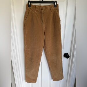 L.L. Bean Women's Camel Brown Corduroy High-Rise Tapered Pants
